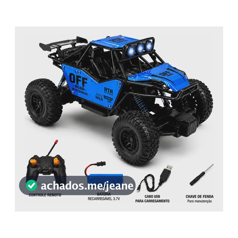 Carrinho Controle Remoto Off Road Suspensao 4x4 Rali Sortido Azul