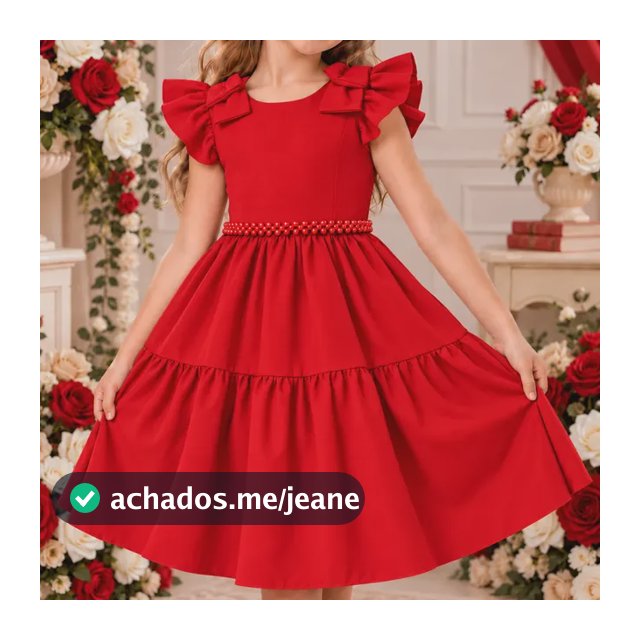 Vestido Infantil Menina Pérola Festa Juvenil Rodadinho Luxo