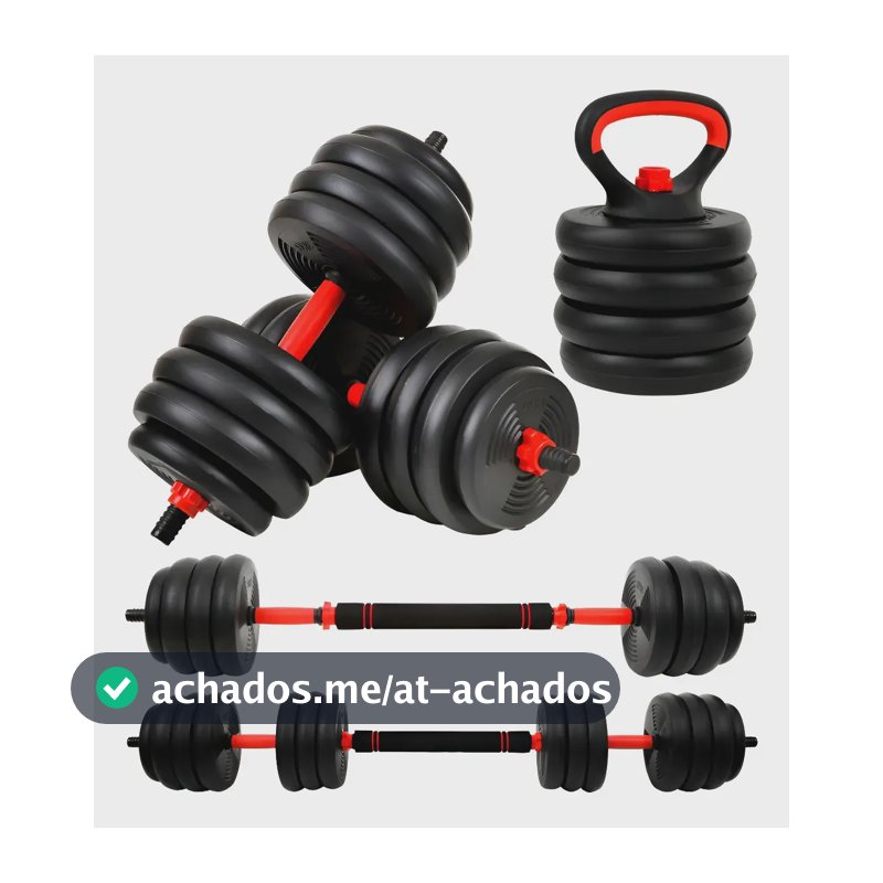 Kit Halteres 6 Em 1 Peso Musculação Até 30kg Ajustável Preto Preto-vermelho