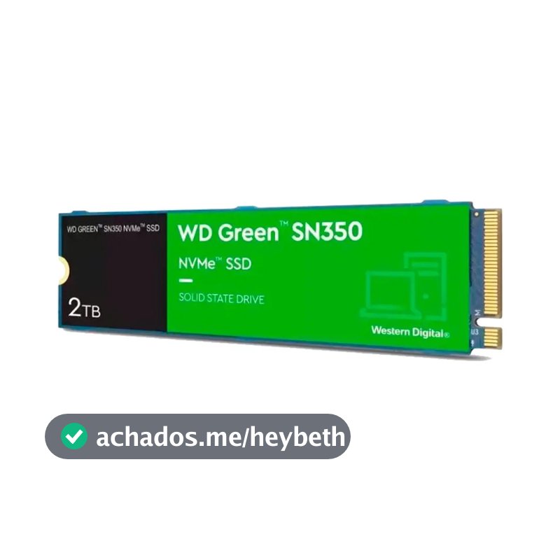 Ssd 2tb M.2 2280 Nvme Pcie Gen3 Western Digital WD Green SN350 Wds200t3g0c Velocidade De Leitura Até 3200mb/s Cor Verde Disco Sólido Interno