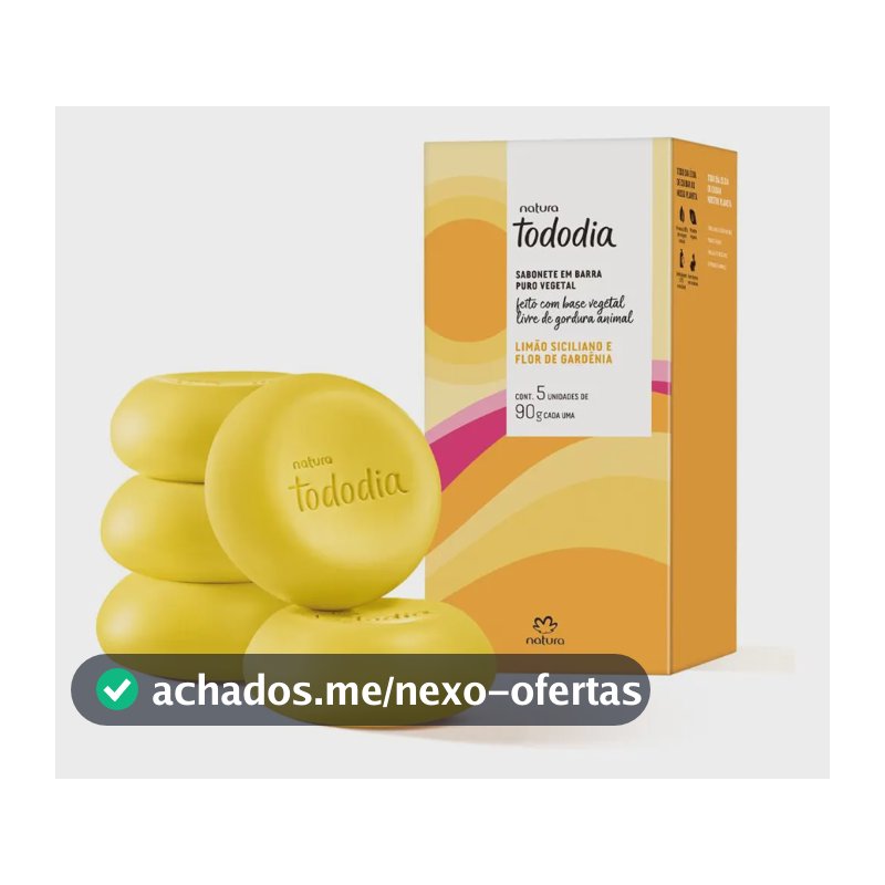 Sabonete Natura tododia limão siciliano e flor de Gardênias em barra 5 unidades 90g cada