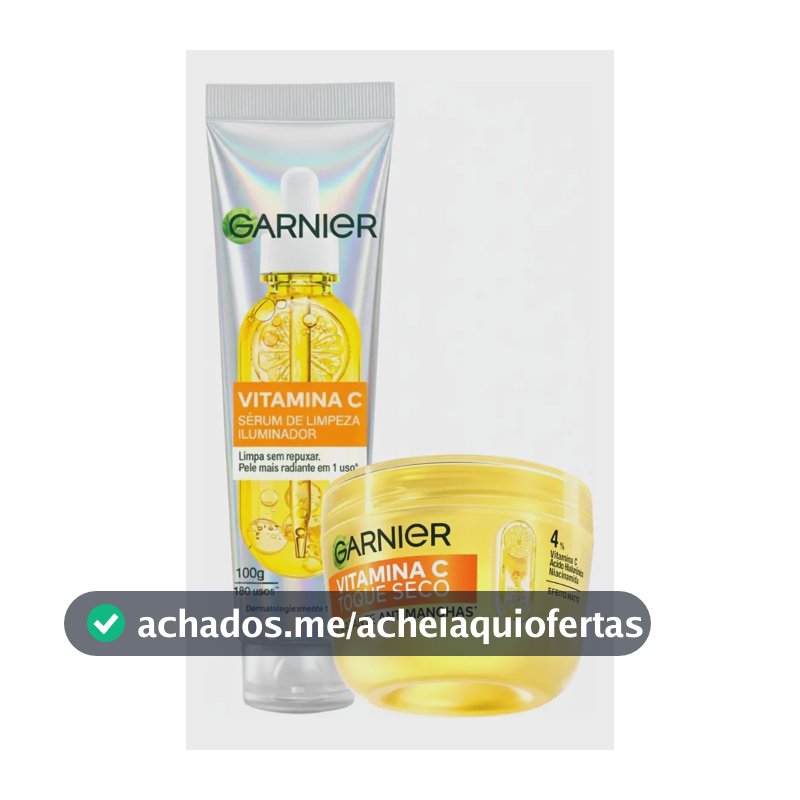 Garnier Kit Vitamina C, Sérum de Limpeza Iluminador, Serumnete 100g + Hidratante Facial Toque Seco Antimanchas 85g