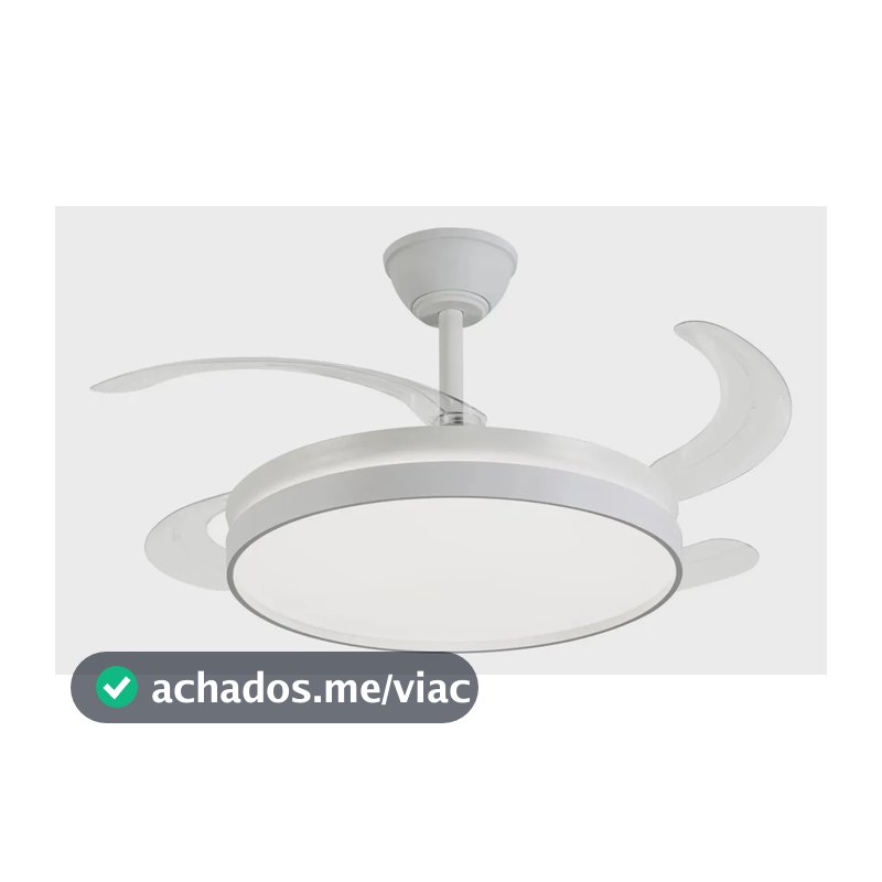 Ventilador De Teto Retrátil Com Luz Led Controle Air Blow Estrutura Branco