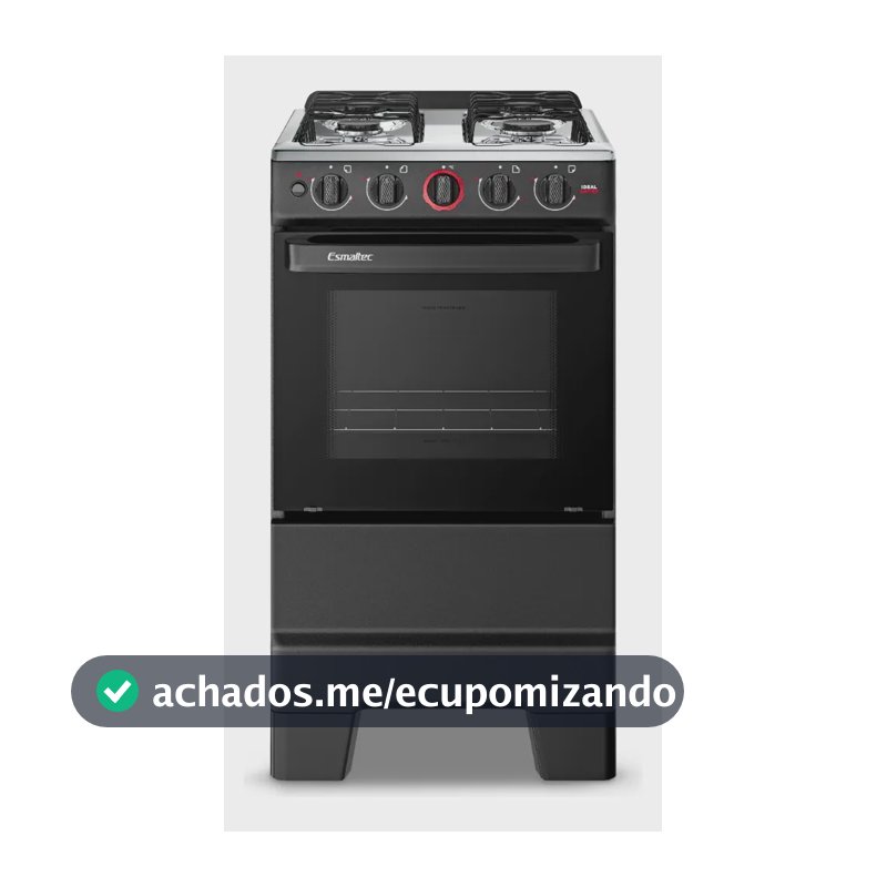 Fogão a Gás Mesa Inox Forno 50L Limpa Fácil e Acendimento Automático Esmaltec IDEAL Super F4IAP Cor Preto 4 bocas