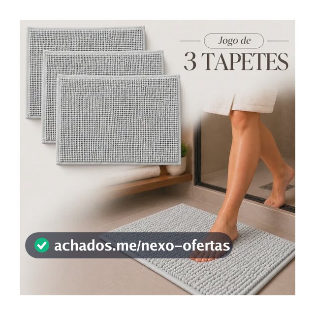 Jogo 3 Tapetes Banheiro Antiderrapante Microfibra 38x58cm