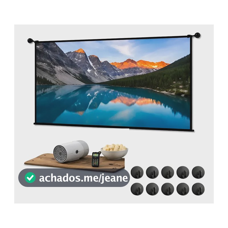 Tela Projeção 120 Polegadas Cinema Projetor Com Ganchos 110/220