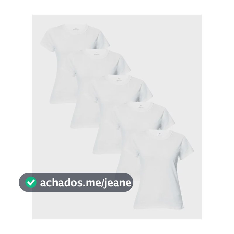 Kit 5 Camisetas Feminina Manga Curta Branca Hering Branco Liso Xg