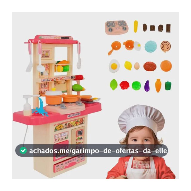 ATENTU Kit Cozinha De Brinquedo Completa Infantil Cor Rosa