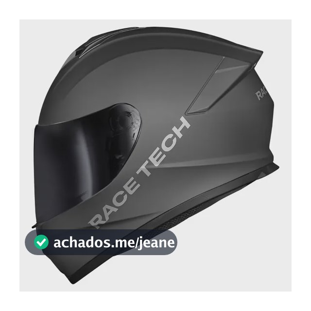 Capacete Moto Race Tech Hit Monocolor Cinza Fosco