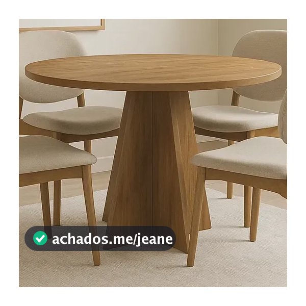 Mesa Redonda Slim de Jantar para 4 Pessoas, 90" de Diâmetro, na Cor Nogueira