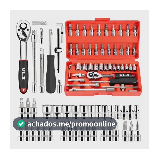Kit Ferramentas 46 Peças Com Soquetes e Chaves Para Carro e Casa Vlx Vermelho