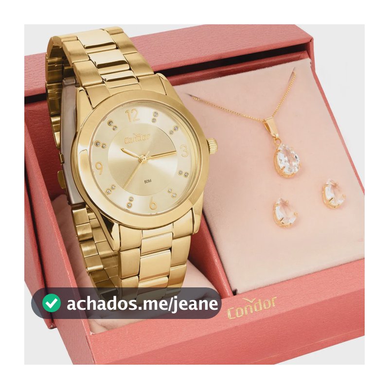 Kit Relógio Feminino Condor Com Colar E Brincos Co2035nqn/k4x