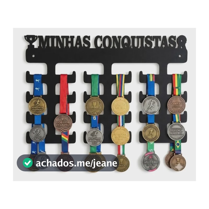 Suporte Organizador Porta Medalhas De Parede Em Mdf Preto Preto