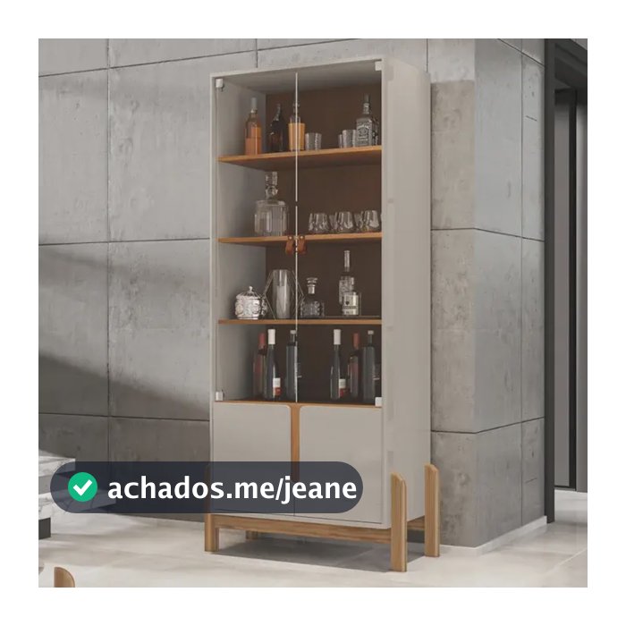 Cristaleira Lizz Moderna Casa D Off White/cedro 6 Portas Vidro Mdf Cedro/off White