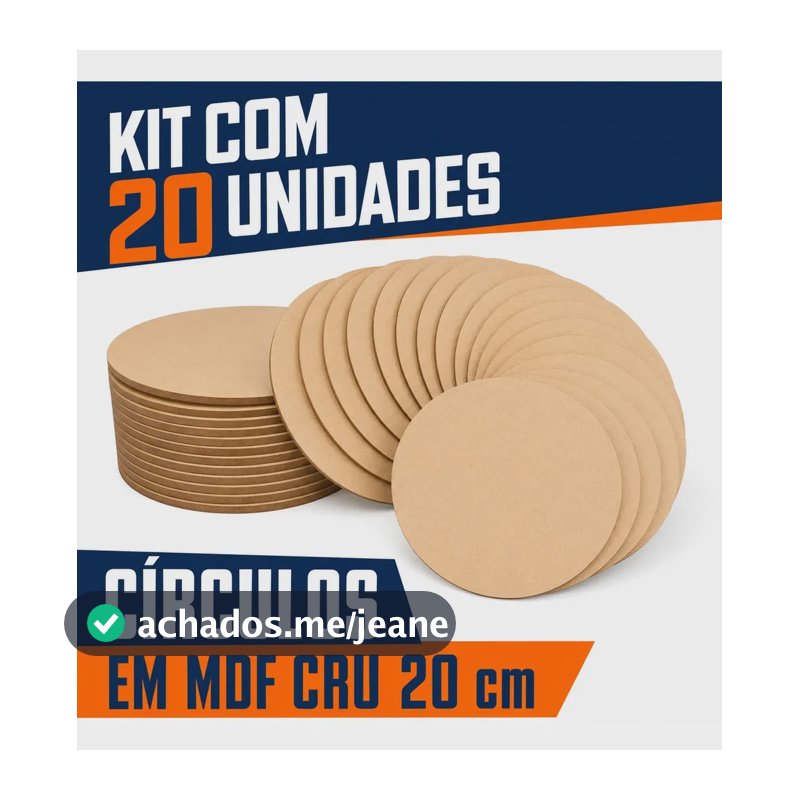 Kit Com 20 Bolachas 20x20 Mdf Cru Circulo Base Sousplat
