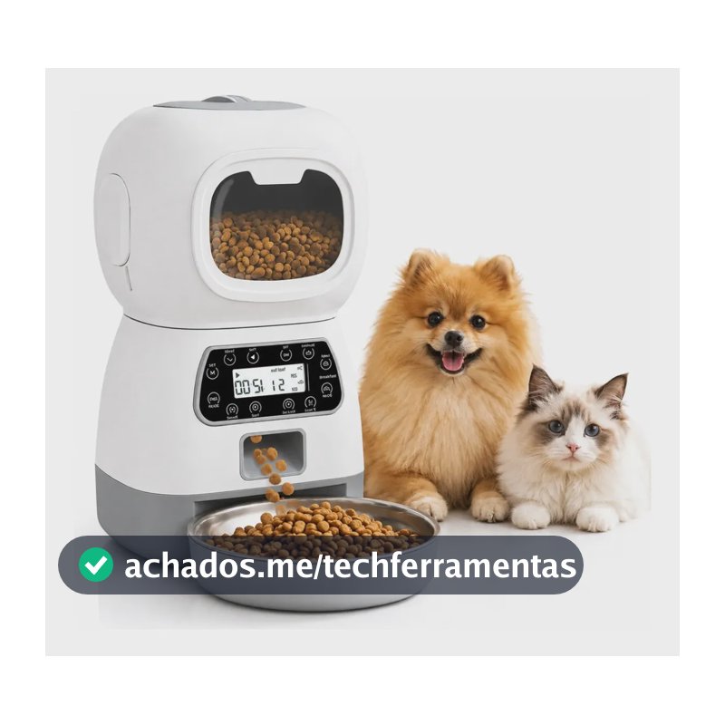 Alimentador Comedouro Automático Cães Gatos Pet Programável Cor Branco