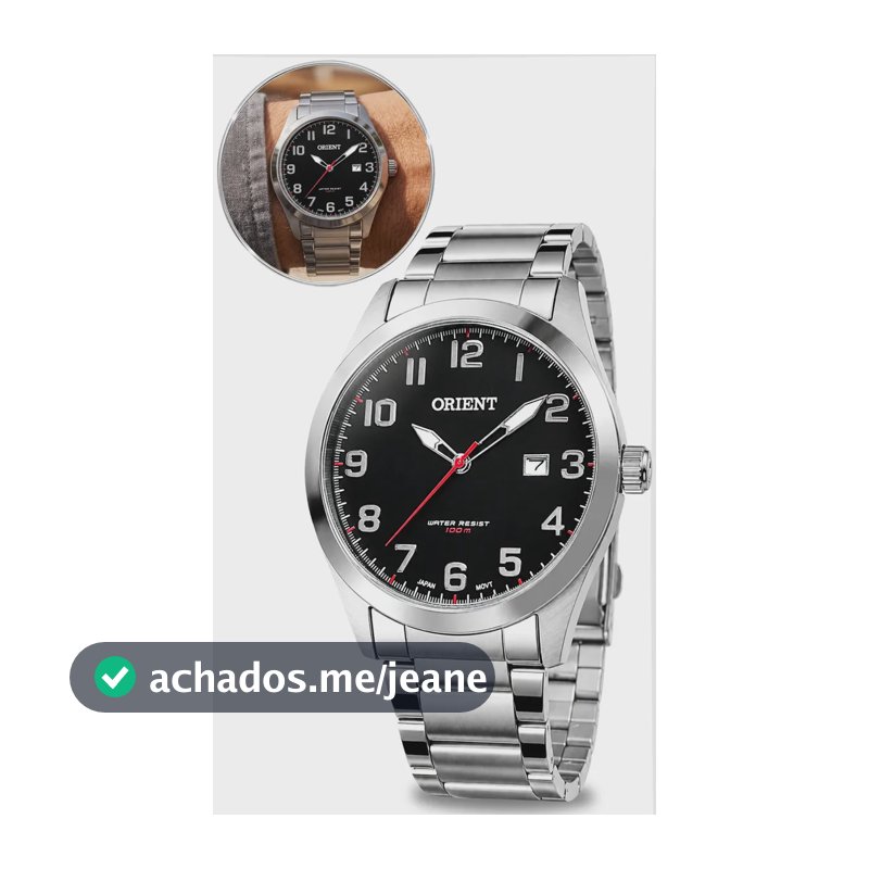 Relógio Orient Masculino Prata Prova Dágua 100 Metros Analógico Aço Inoxidável Fundo Preto Clássico Casual Original