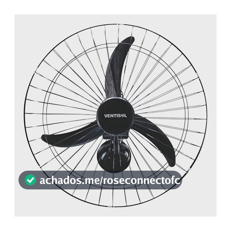 Ventilador Ventisol Profissional New Osc Parede 60cm Negro 3 Pás Plástico
