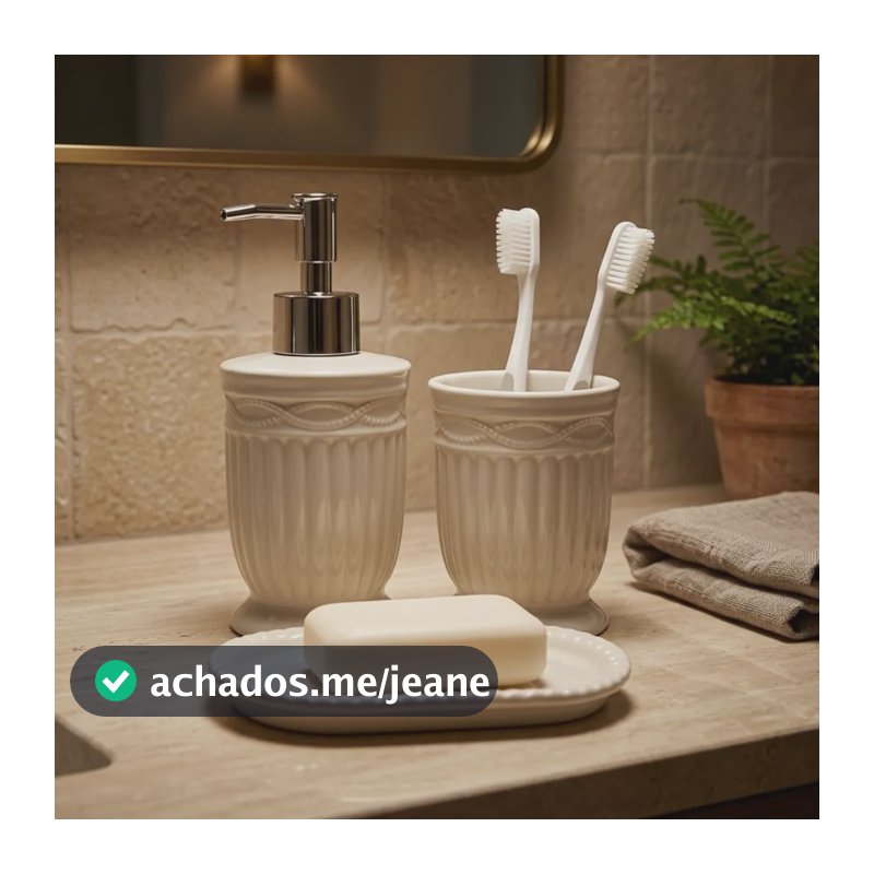 Kit Lavabo Conjunto 3 Peças Para Banheiro De Cerâmica Branco Branco
