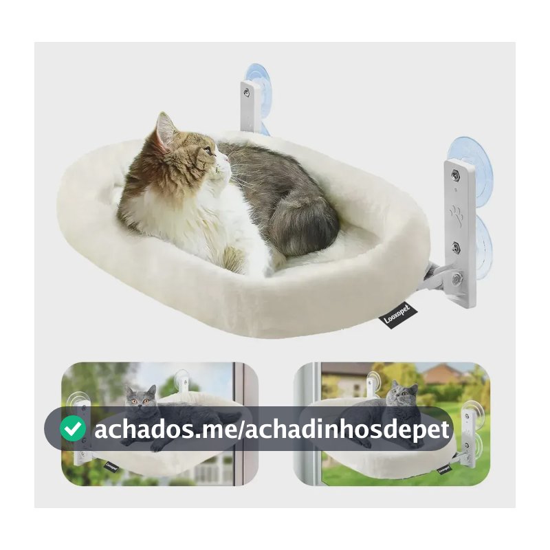 Cama Suspensa Casa Gato Janela Rede C/4 Ventosas Pelúcia