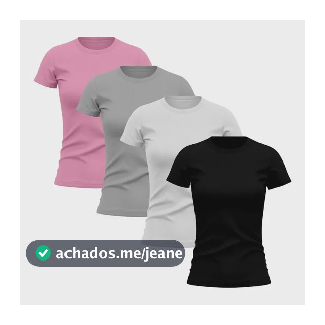 Kit 4 Camisetas Femininas Baby Look Básica Lisa Algodão