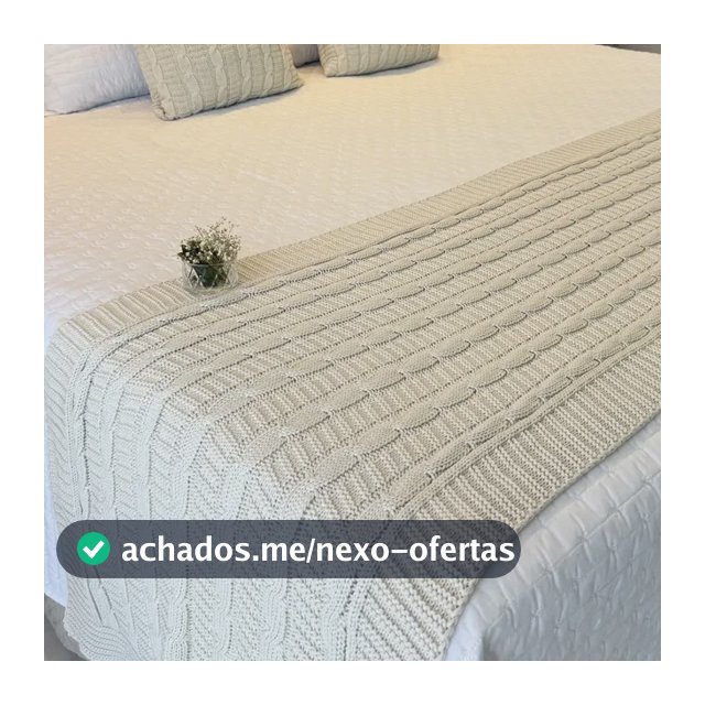Kit Peseira Manta Tricô Para Cama Queen + Capas Almofadas