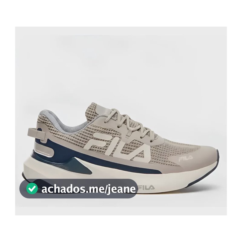 Tênis Fila Recovery Masculino Confortável Corrida Original Bege/azul 42 Br