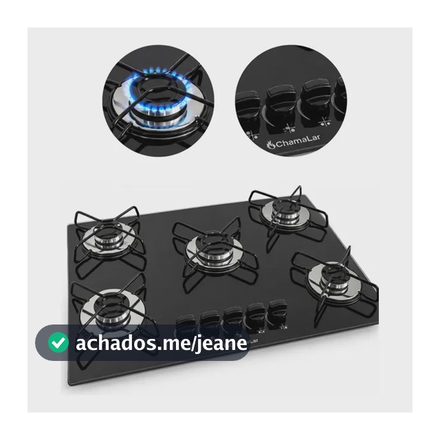 Fogão Cooktop Gás 5 Bocas Ultra Chama 127v/220v Preto