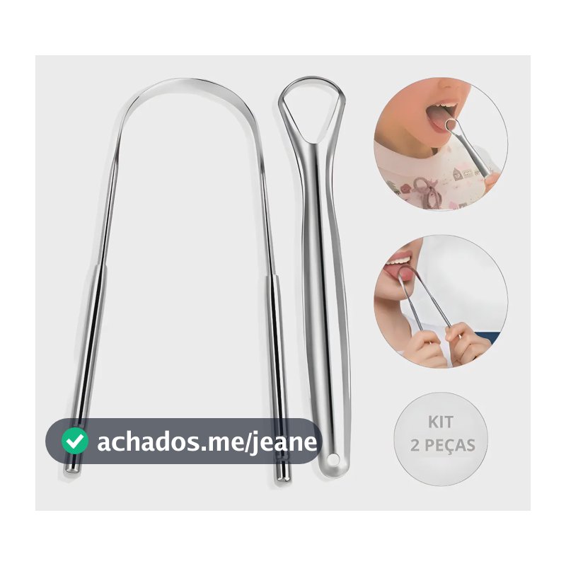 Raspador De Língua Kit 2 Peças Aço Inox Raspagem Lingual Inox