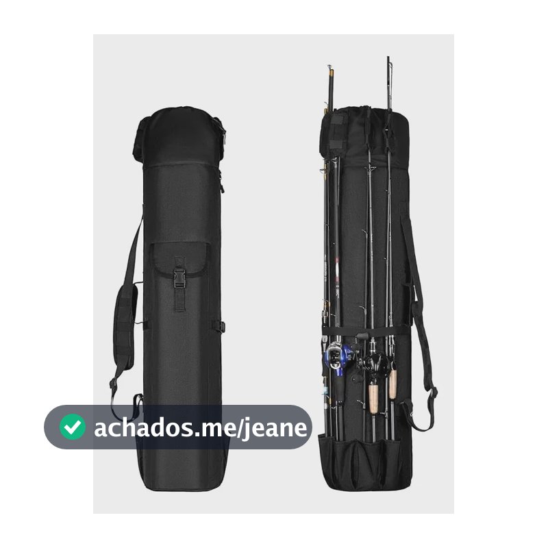 Bolsa Porta Vara De Pesca Dupla Camada Bolsa Para Vara Pesca Preto