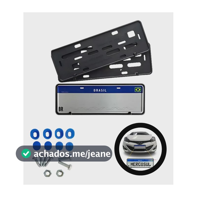 Suporte Moldura Placa De Carro Mercosul Lacres E Parafusos