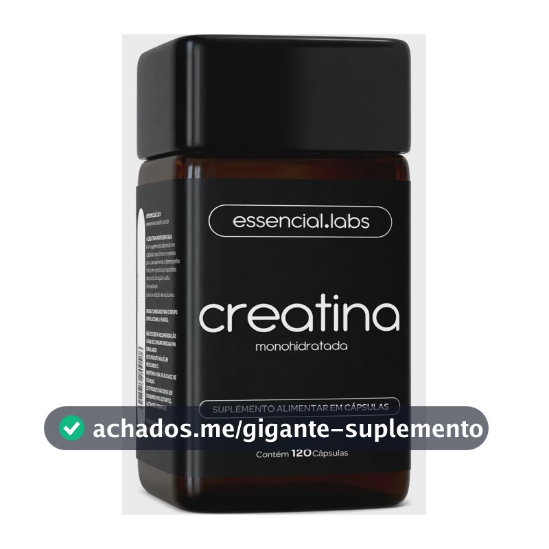 CREATINA MONOHIDRATADA 100% Pura com Matéria-Prima Importada - 3g de Creatina por Dose - 120 Cápsulas