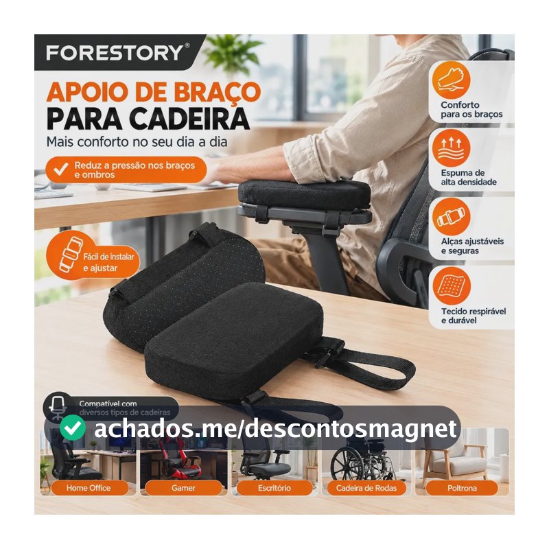 Almofada Apoio Braço Cadeira Conforto Tamanho Universal Par Apoio Braço Cadeira Escritório Gamer Antebraço Conforto Par Apoio Braço Cadeira ergonomia FORESTORY