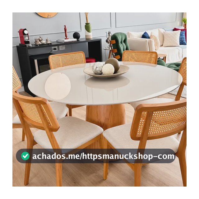 Mesa Jantar Cone Laqueado Tampo Redondo Laca Com Vidro 120cm Off-white Cinamomo