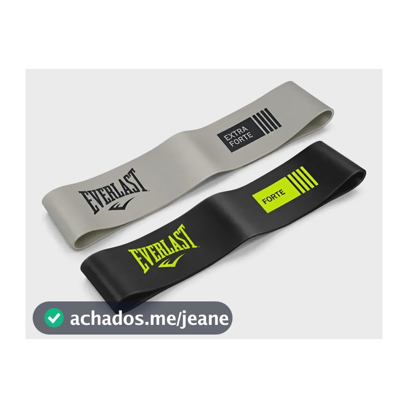 Kit 2 Mini Band Everlast Faixa Elástica Forte E Extra Forte Mini Band - Preto - Cinza Claro