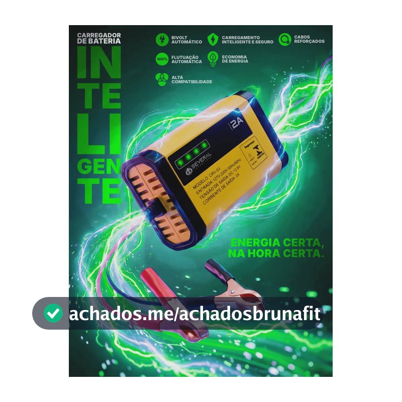 Carregador Bateria Automotivo 12v Até 300 Amperes, Carga Lenta 2a, Inteligente, Portátil, Carro, Moto, Caminhão, Jet Sky, Empilhadeira, Bivolt 110/220v Several Importados