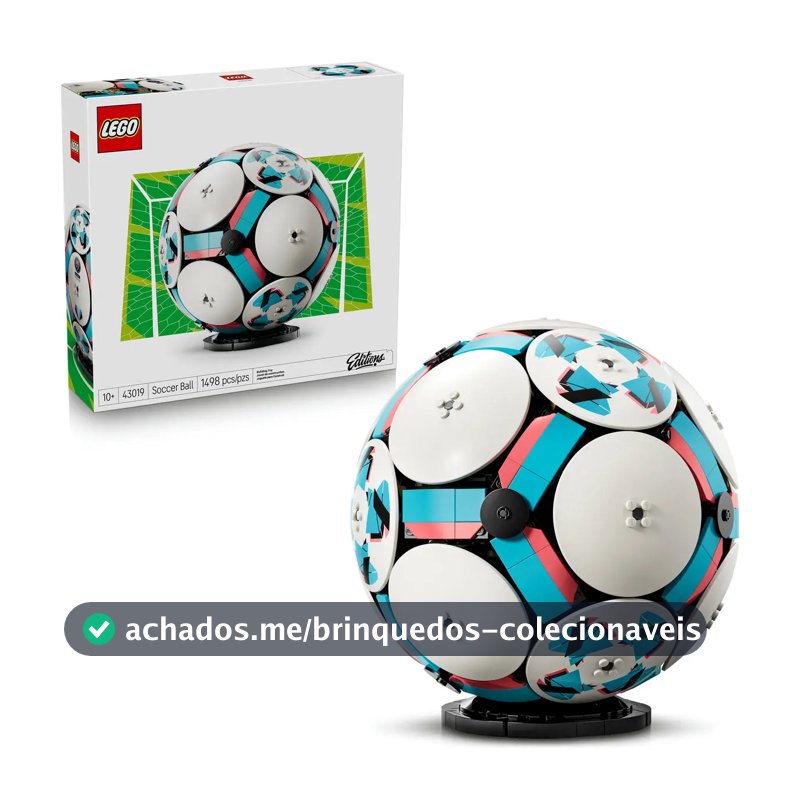 LEGO Editions Bola de Futebol 43019; brinquedo colecionável quase em tamanho real da bola tamanho 5 igual às de partidas oficiais; presente para fãs de futebol; 10+