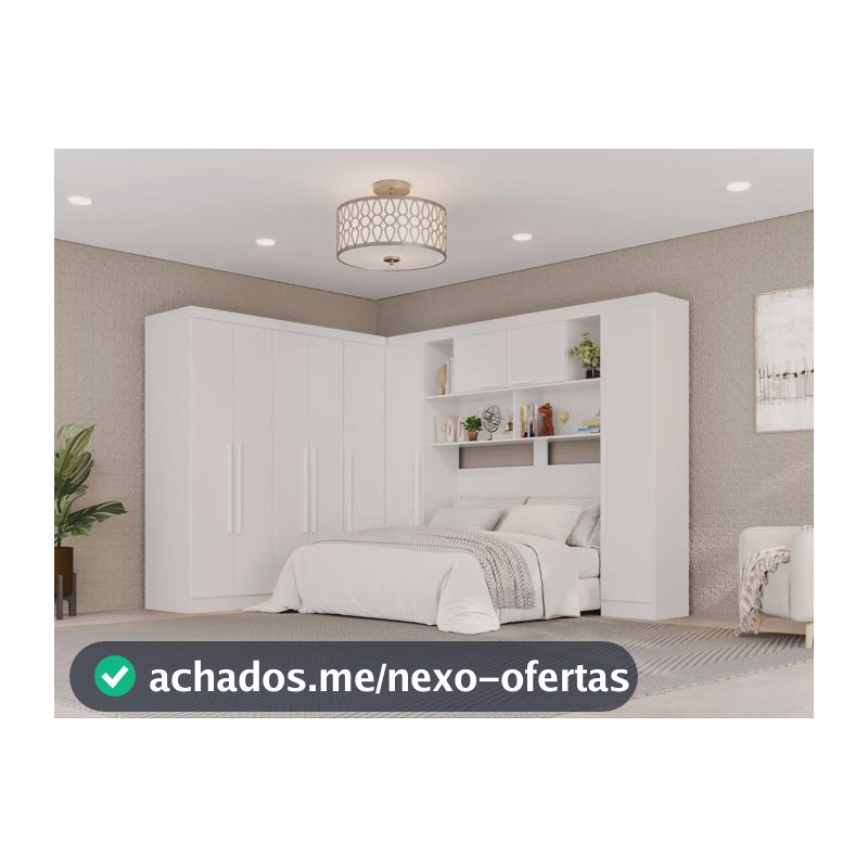 Guarda-roupa Casal Modulado Canto 9 Portas 2 Gav Multimóveis Branco