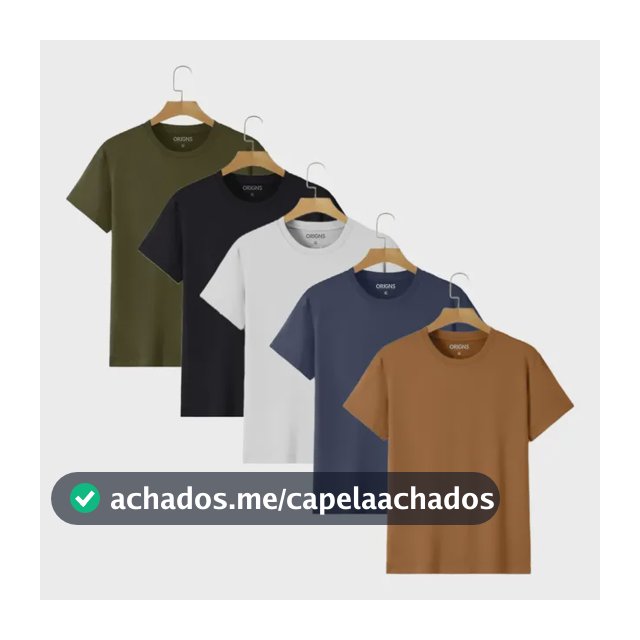 Kit 5 Camisetas Masculinas Básica Algodão Camisa Lisa Origns