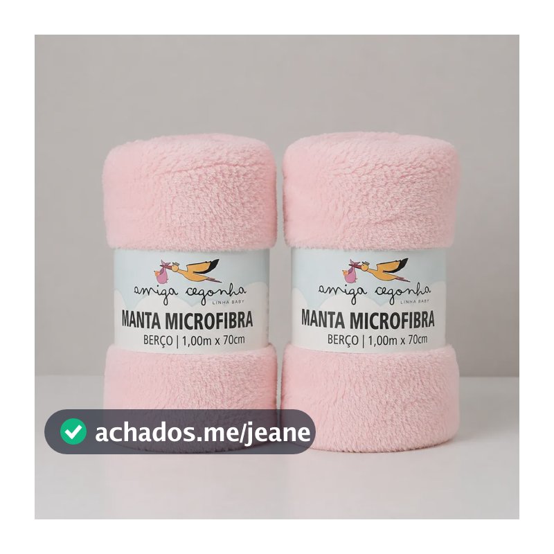 Kit 2 Mantas Microfibra Bebê Berço 1mx70cm Macia Quentinha Liso Kit 2 Rosa