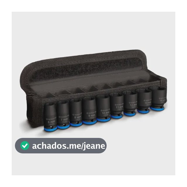 Conjunto de soquetes Impact Socket Bosch, 9 unidades, 1/4, cor preto/azul, 25 mm