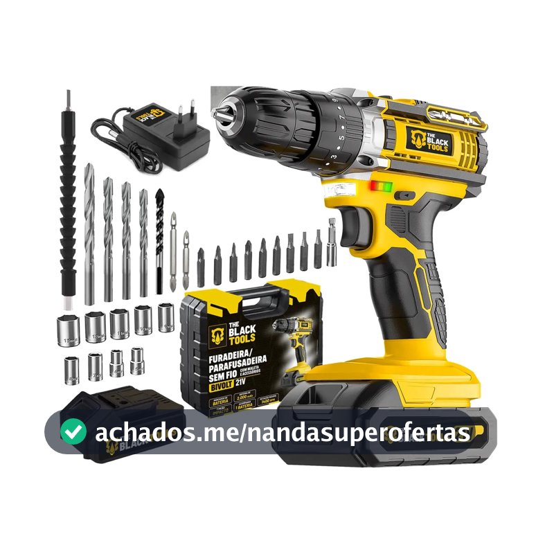 Parafusadeira E Furadeira Impacto The Black Tools Tb-21pw 3/8 Cor Amarelo Frequência 50/60 Hz