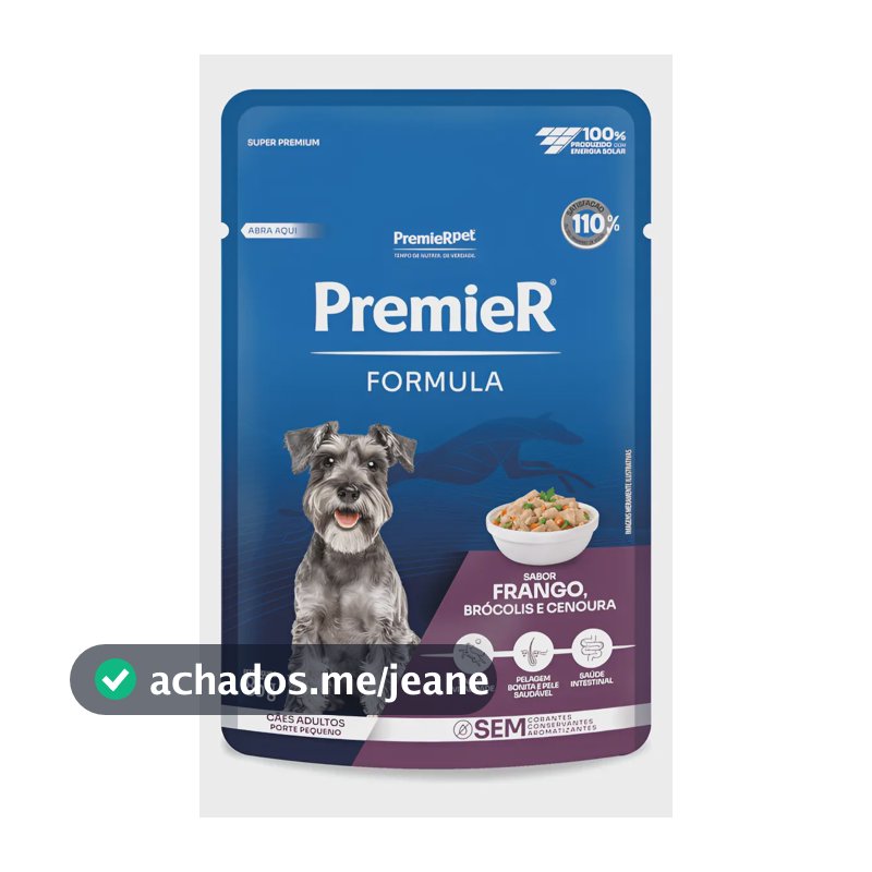 Cx 20 Un Sache Ração Úmida Premier Formula Cães Adultos Pequeno Frango 85g