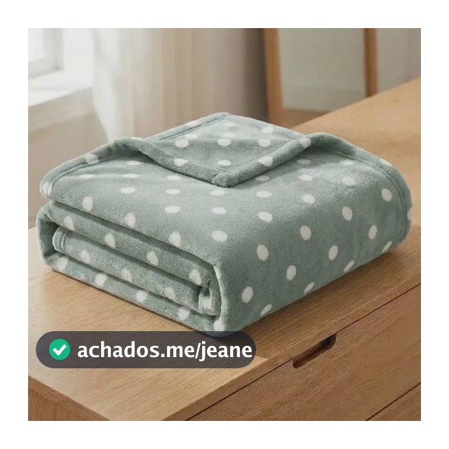 Cobertor Manta Flannel Queen 220x240cm 180g/m2 Macio Napoli 975 G Green Dots