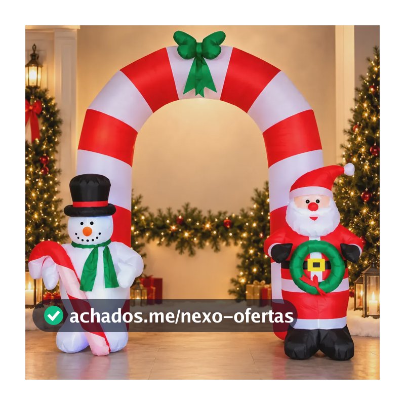 Arco Inflável Papai Noel Boneco Neve Enfeite Grande 2,5m Natalino