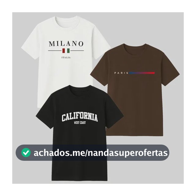 Kit 3 Camisetas Masculina 100% Algodão Premium Verão Casual Preto -marrom-branco Gg Estampa Localizada