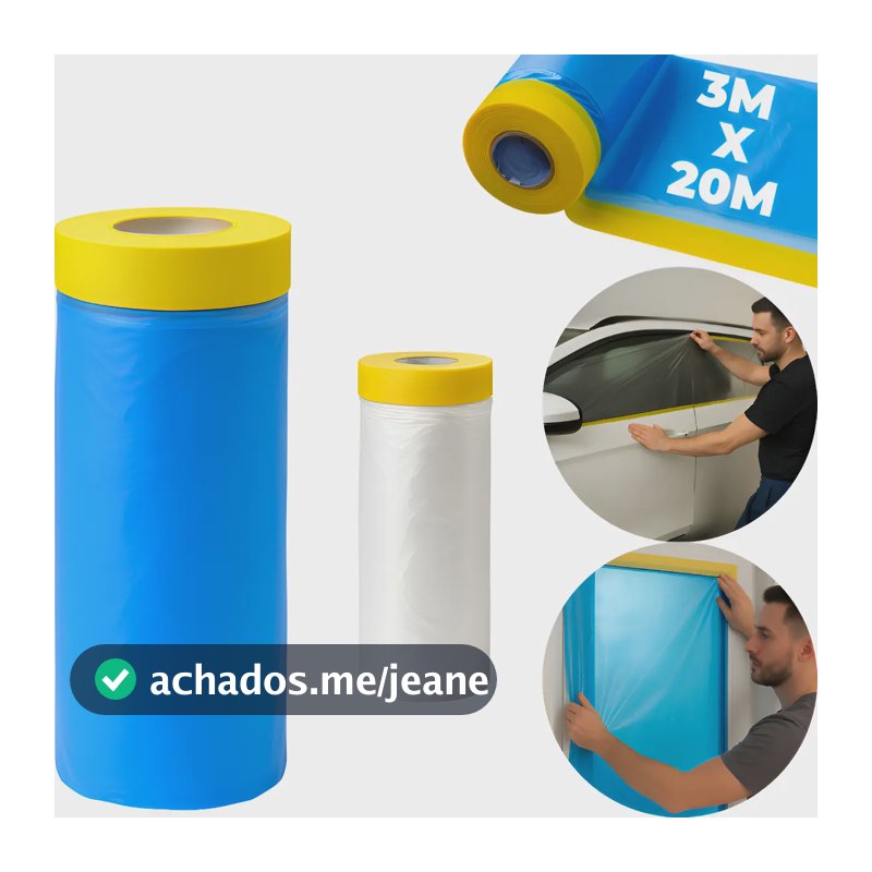 Filme Eletrostático Mascaramento Proteção Pintura Obra 3x20m Azul
