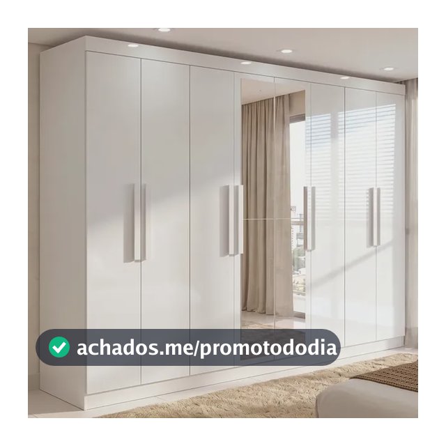 Guarda-roupa Casal Easy Slim 8 Portas Com Espelho Branco