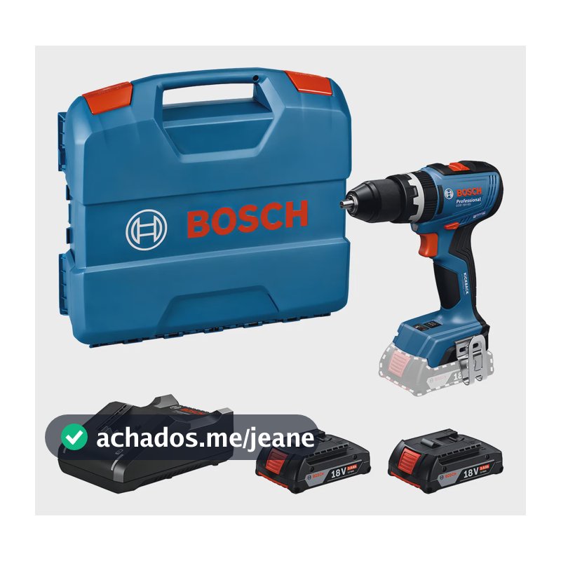 Parafusadeira Furadeira Bosch Gsb 18v-65 Com 2 Baterias Gba 18v 2.0 Ah, Carregador Gal 18v-40 E Maleta L-case