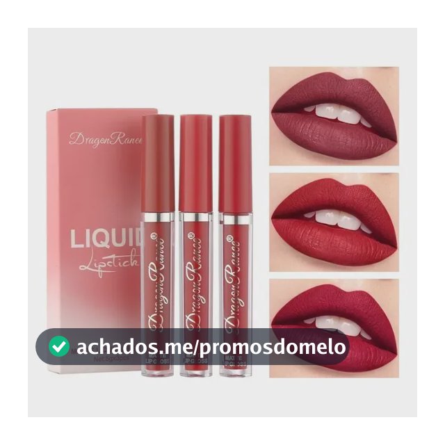 Kit 3 Batons Líquido Matte Perfect Lips Ruby Rose